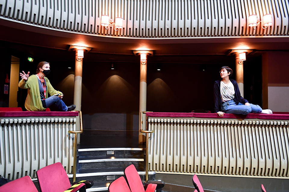 Olivia Fuchs and an RCM vocalist rehearse in the Britten Theatre in October